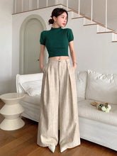 DAZY Women's Casual Wide Leg Pleated Straight Trousers